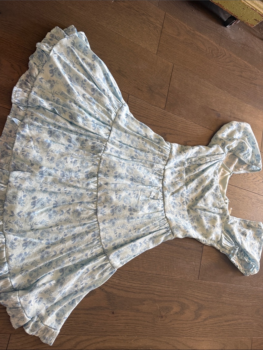 Altar'd State Light Blue Floral Ruffle Midi Dress - Picture 1 of 5